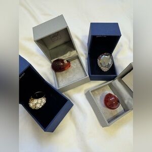 Lalique and Swarovski cocktail rings